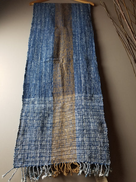 Natural Dyed Indigo Handwoven Cotton Scarf #7