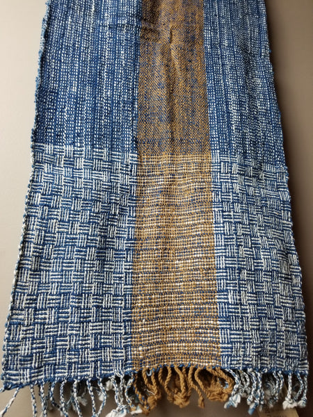Natural Dyed Indigo Handwoven Cotton Scarf #7