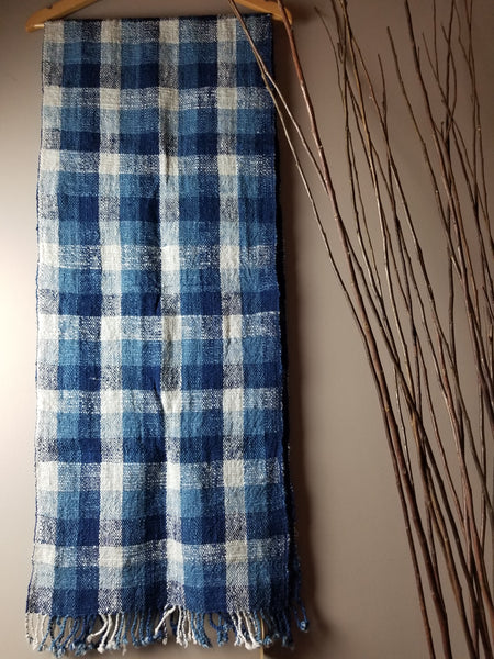 Natural Dyed Indigo Handwoven Cotton Scarf #8