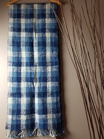 Natural Dyed Indigo Handwoven Cotton Scarf #8