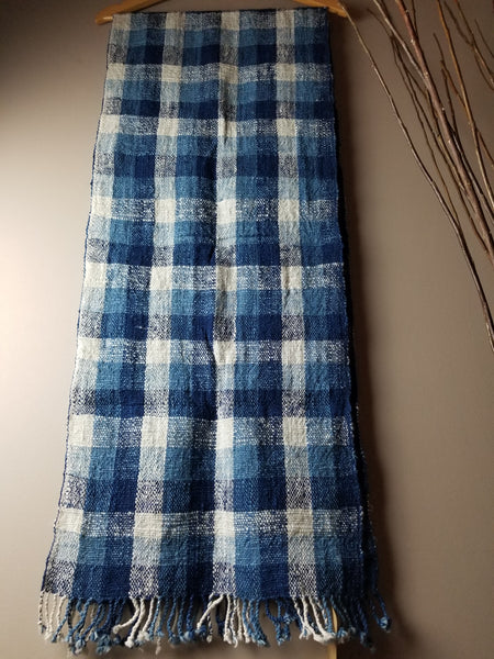 Natural Dyed Indigo Handwoven Cotton Scarf #8