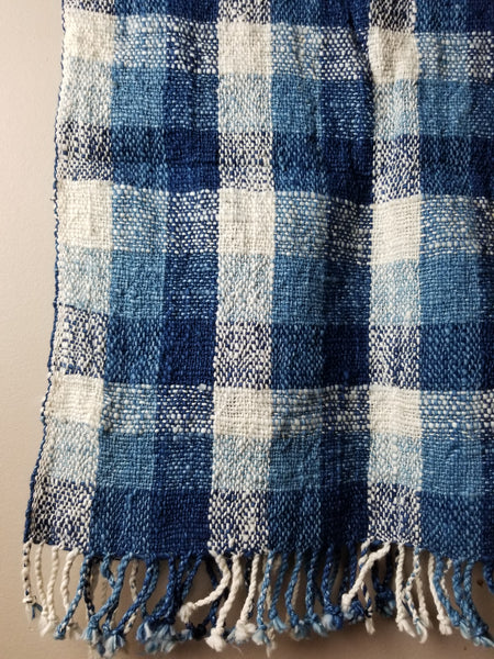 Natural Dyed Indigo Handwoven Cotton Scarf #8