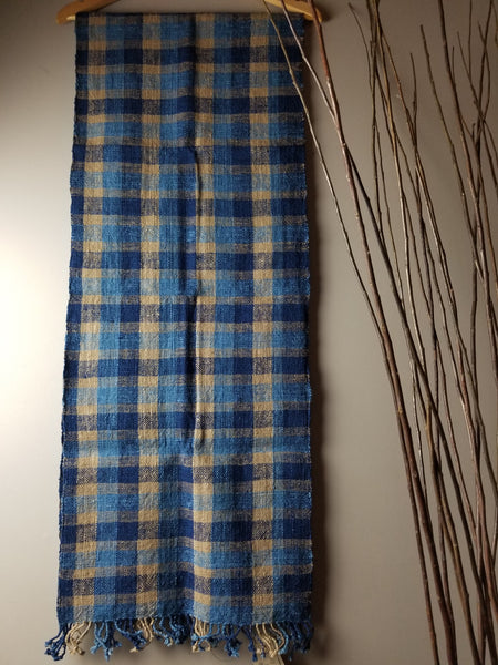 Natural Dyed Indigo Handwoven Cotton Scarf #10
