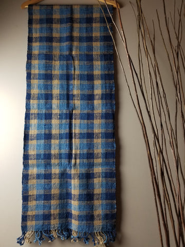 Natural Dyed Indigo Handwoven Cotton Scarf #10