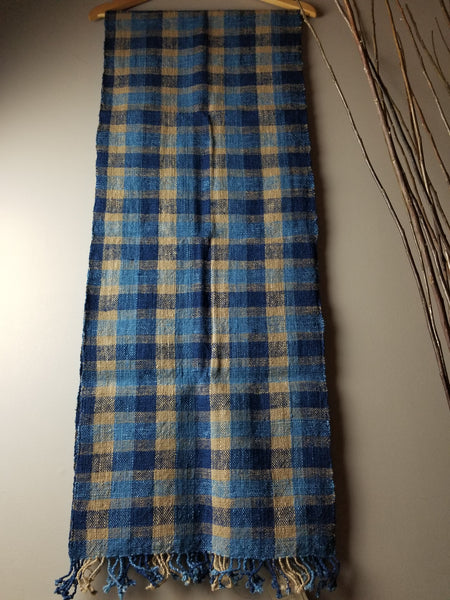 Natural Dyed Indigo Handwoven Cotton Scarf #10