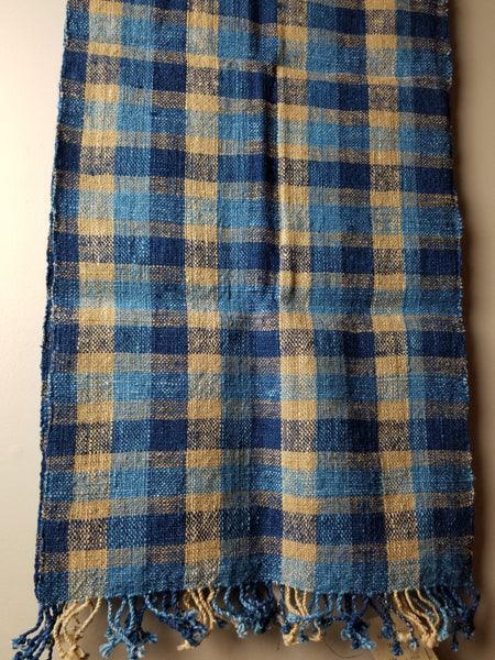 Natural Dyed Indigo Handwoven Cotton Scarf #10