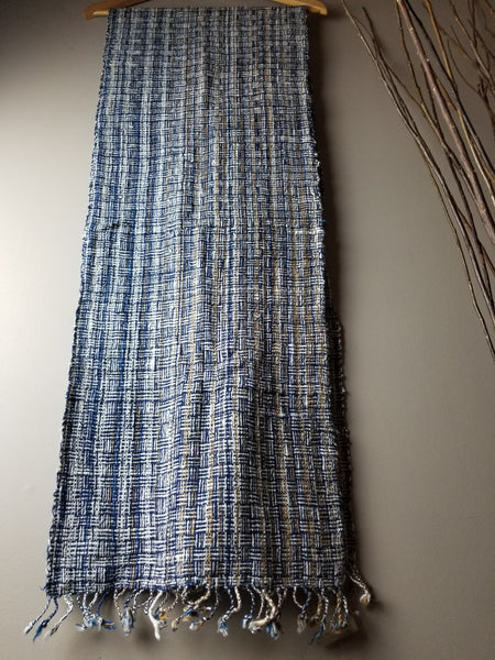 Natural Dyed Indigo Handwoven Cotton Scarf #9