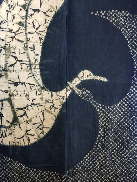 Vintage Shibori Indigo Crane Noren Curtain 86 x 150cm