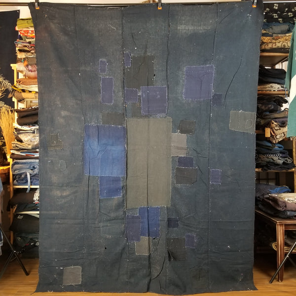 Vintage Aizome Indigo Patchwork Fabric Futon Cover 156x205cm
