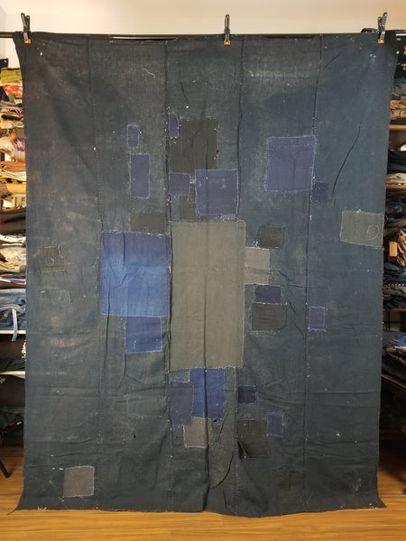 Vintage Aizome Indigo Patchwork Fabric Futon Cover 156x205cm