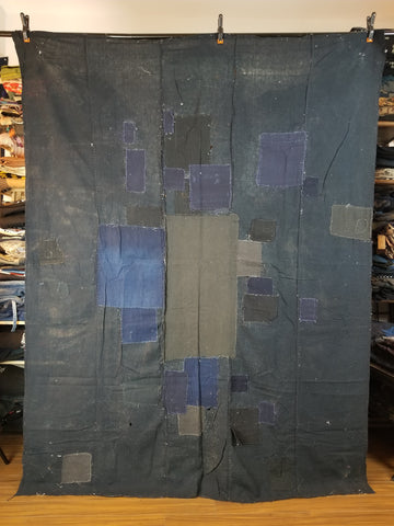 Vintage Aizome Indigo Patchwork Fabric Futon Cover 156x205cm