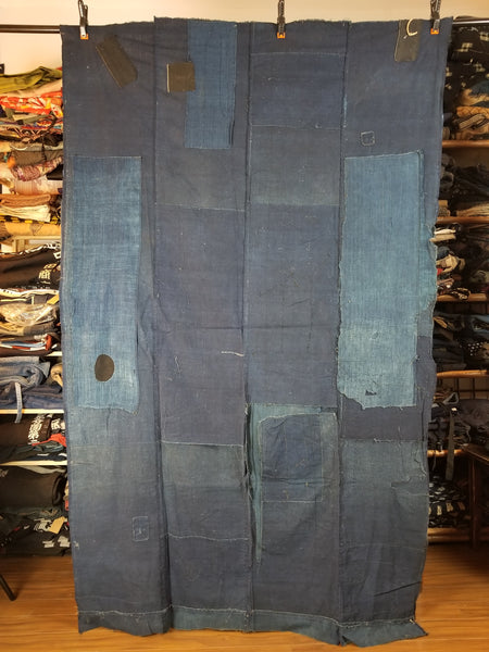 Vintage Aizome Indigo Patchwork Fabric Futon Cover 125 x 205cm