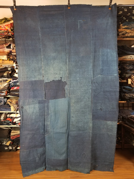 Vintage Aizome Indigo Patchwork Fabric Futon Cover 125 x 205cm