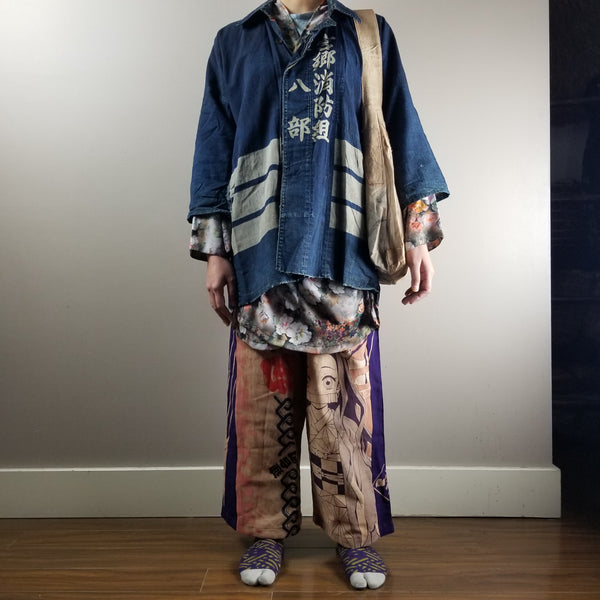 Taisho to Early Showa Era Japanese Fireman Indigo Boro Jacket