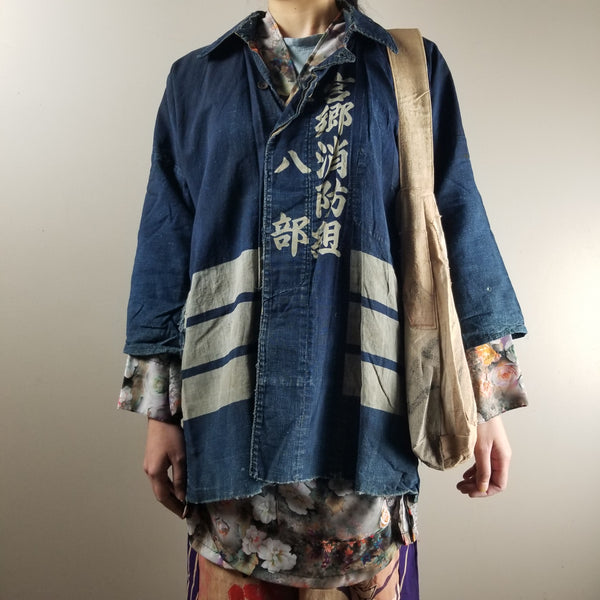 Taisho to Early Showa Era Japanese Fireman Indigo Boro Jacket