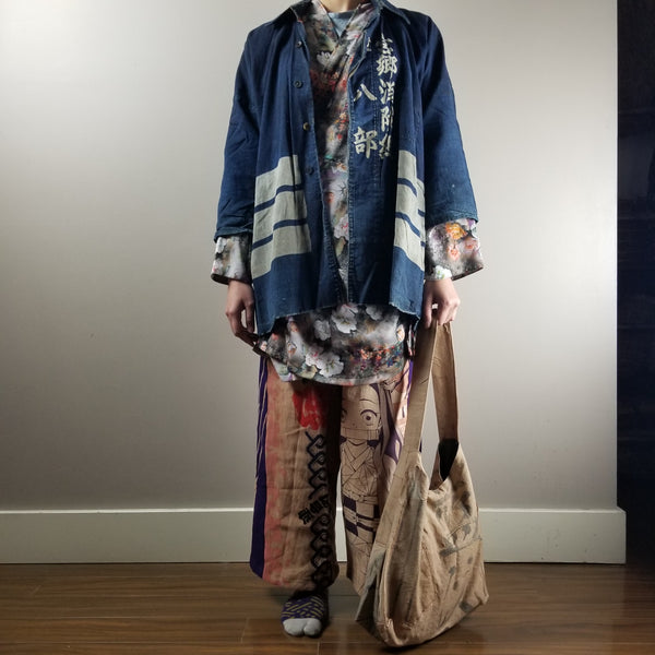 Taisho to Early Showa Era Japanese Fireman Indigo Boro Jacket