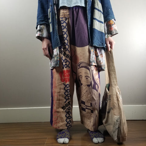 Retro kakishibu Persimmon Tannin Dyed Demonslayer Comfy Pants