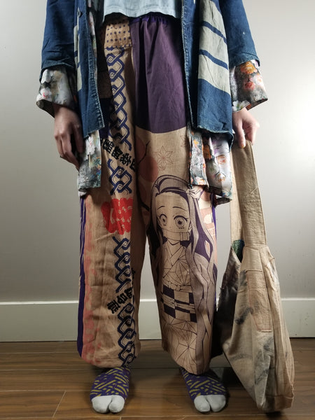 Retro kakishibu Persimmon Tannin Dyed Demonslayer Comfy Pants