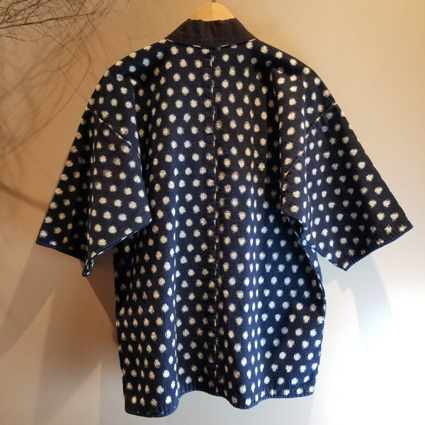 Aizome Indigo Ikat Kasuri Sashiko Farmer's Noragi