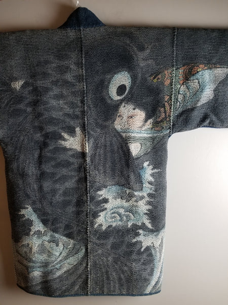 Kintarō 金太郎 vs Giant Carp Fireman's Hanten from Edo Meiji Era