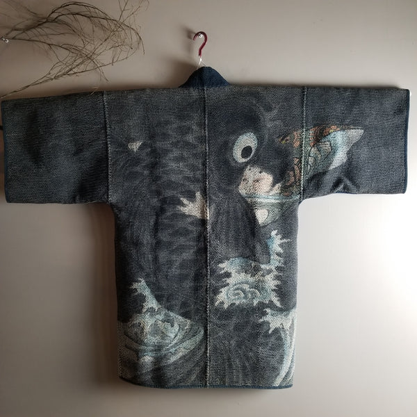 Kintarō 金太郎 vs Giant Carp Fireman's Hanten from Edo Meiji Era