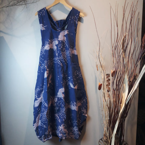Navy Blue Crane Sundress