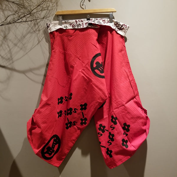 Red Samurai Crests Waist-Tied Samurai Pants S to XXL size