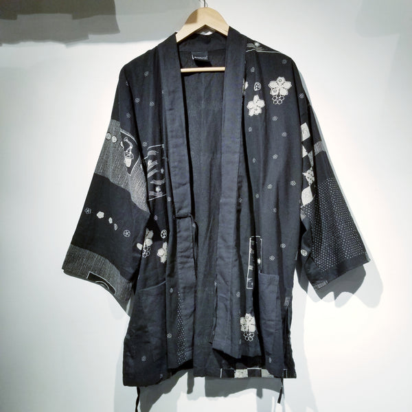 Black Bunny kamon Noragi Kimono available in Regular & XXL