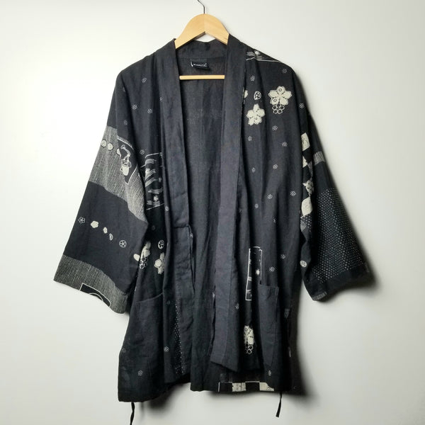 Black Bunny kamon Noragi Kimono available in Regular & XXL