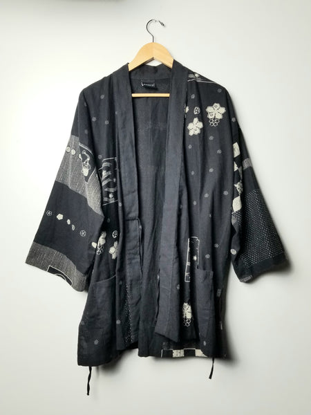 Black Bunny kamon Noragi Kimono available in Regular & XXL