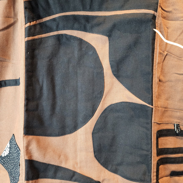 Brown Samurai Kamon Patchwork Top