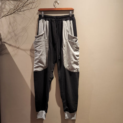 Black Big Pocket Gray Modern Tapered Ninja Pants #02-002