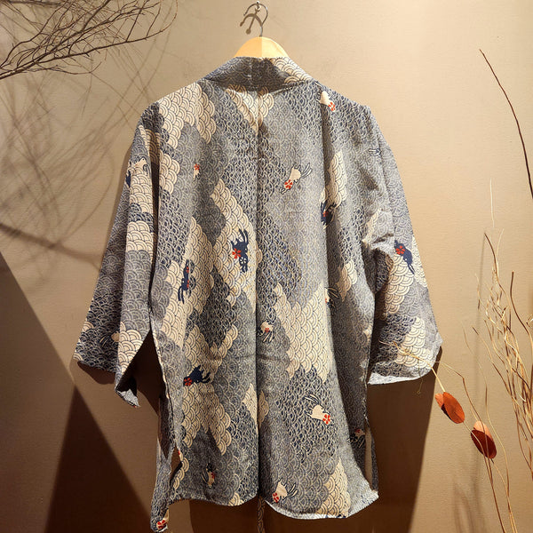 Light Indigo Bunny Waves Kimono