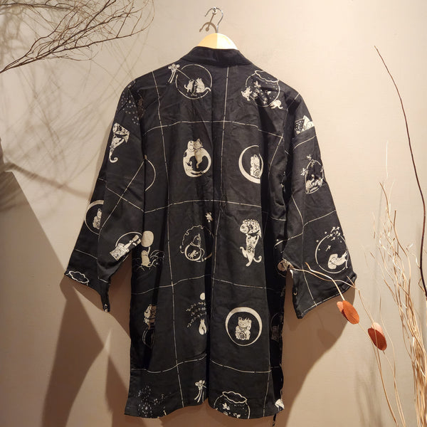Black Cat Kamon Noragi Kimono Regular or XXL