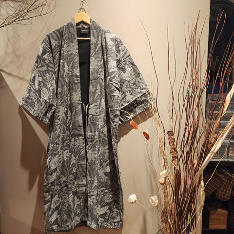 Black Stonewash Elite Koi Long Noragi Kimono