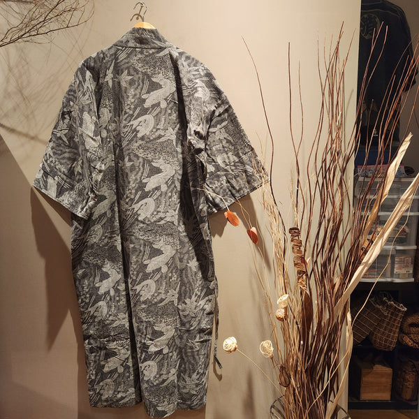 Black Stonewash Elite Koi Long Noragi Kimono