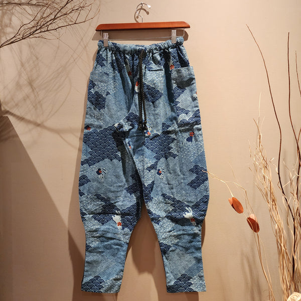 Indigo Bunny Waves Tapered Ninja Pants