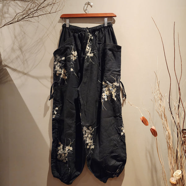 Black Fern Drawstring Comfy Pants