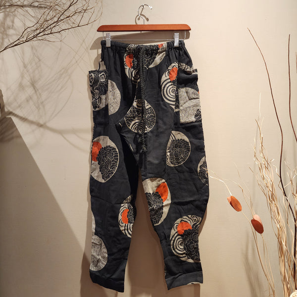 Wind & Sunset Motif Tapered Ninja Pants