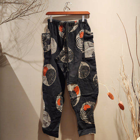 Wind & Sunset Motif Tapered Ninja Pants