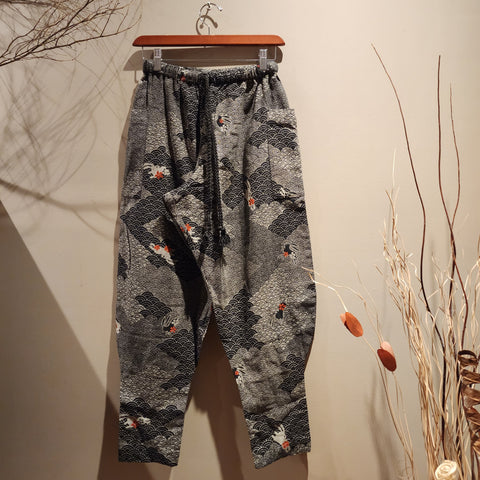 Black Bunny Waves Tapered Ninja Pants