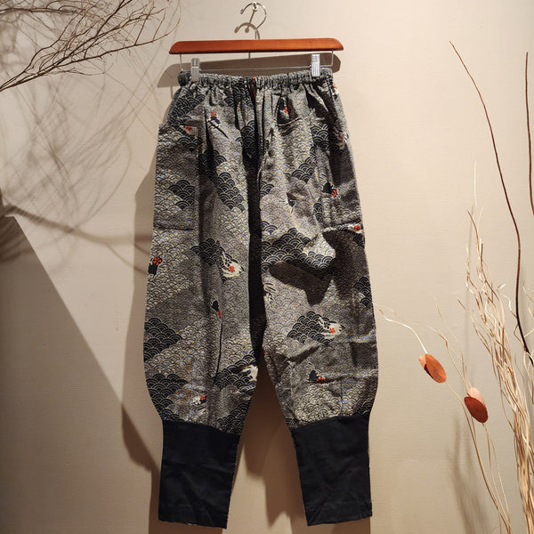 Black Bunny Waves Tapered Ninja Pants