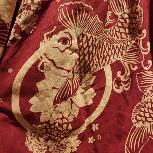 Red Koi Elastic Waist Samurai Pants