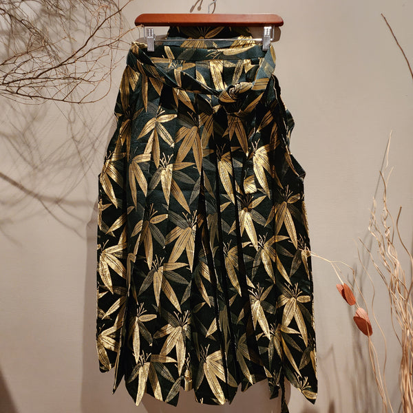 Vintage Golden Bamboo Leaves Hakama Pants