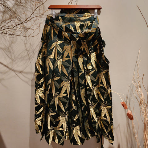 Vintage Golden Bamboo Leaves Hakama Pants