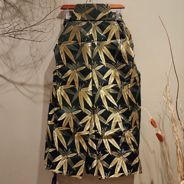 Vintage Golden Bamboo Leaves Hakama Pants
