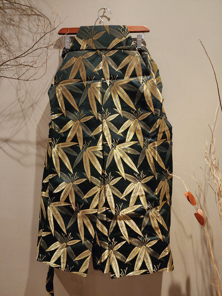 Vintage Golden Bamboo Leaves Hakama Pants