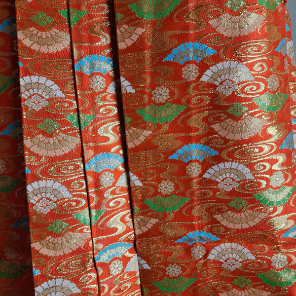 Vintage Golden Uchiwa Orange Hakama Pants