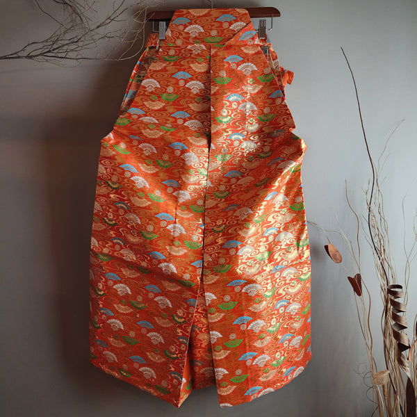 Vintage Golden Uchiwa Orange Hakama Pants