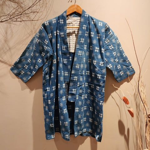 Vintage Indigo Kasuri Farmer's Noragi